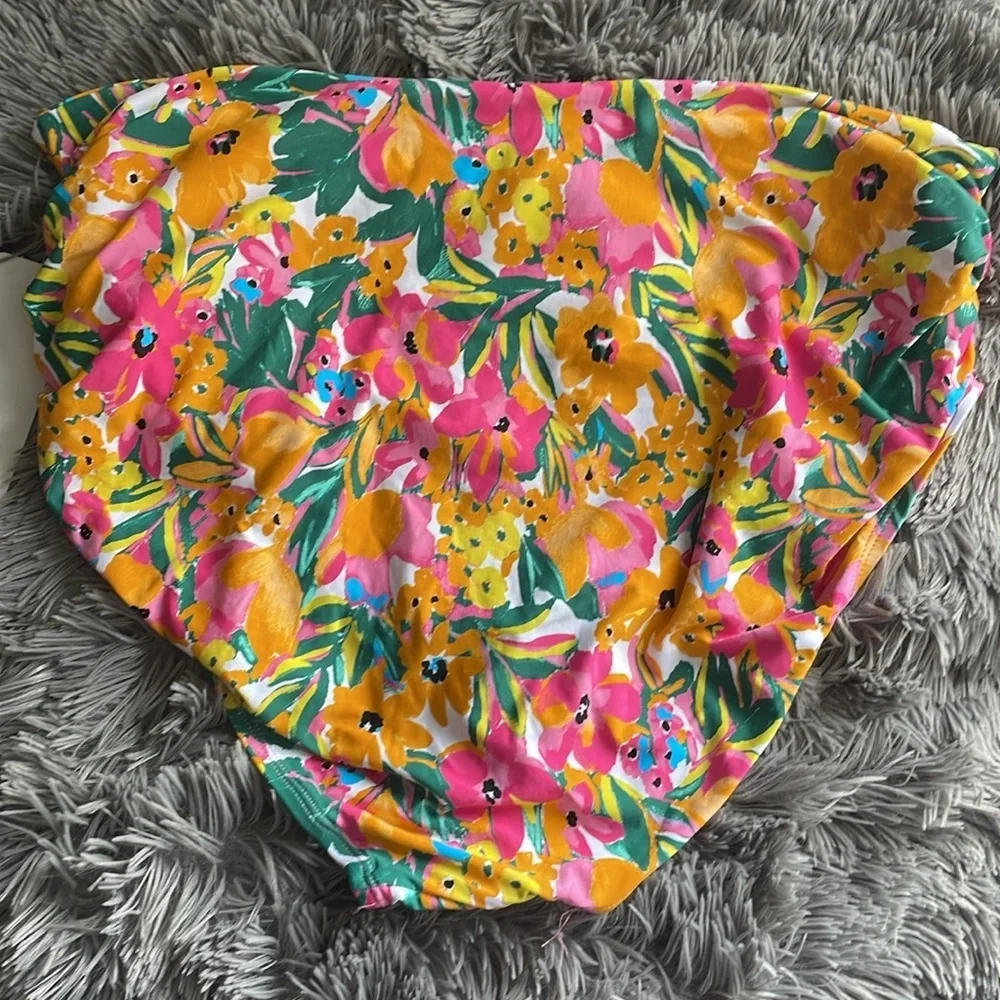 Anne Cole Floral Print Swimsuit Bottom Convertible Mid Rise Bikini XXL